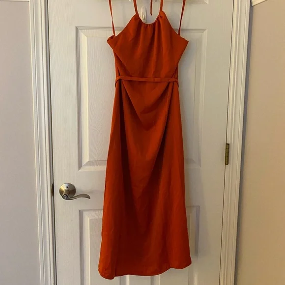 slim fit dress slacks FRENCH CONNECTION Cristyn Birdie Halter Dress MSRP $128  DGFOutlet